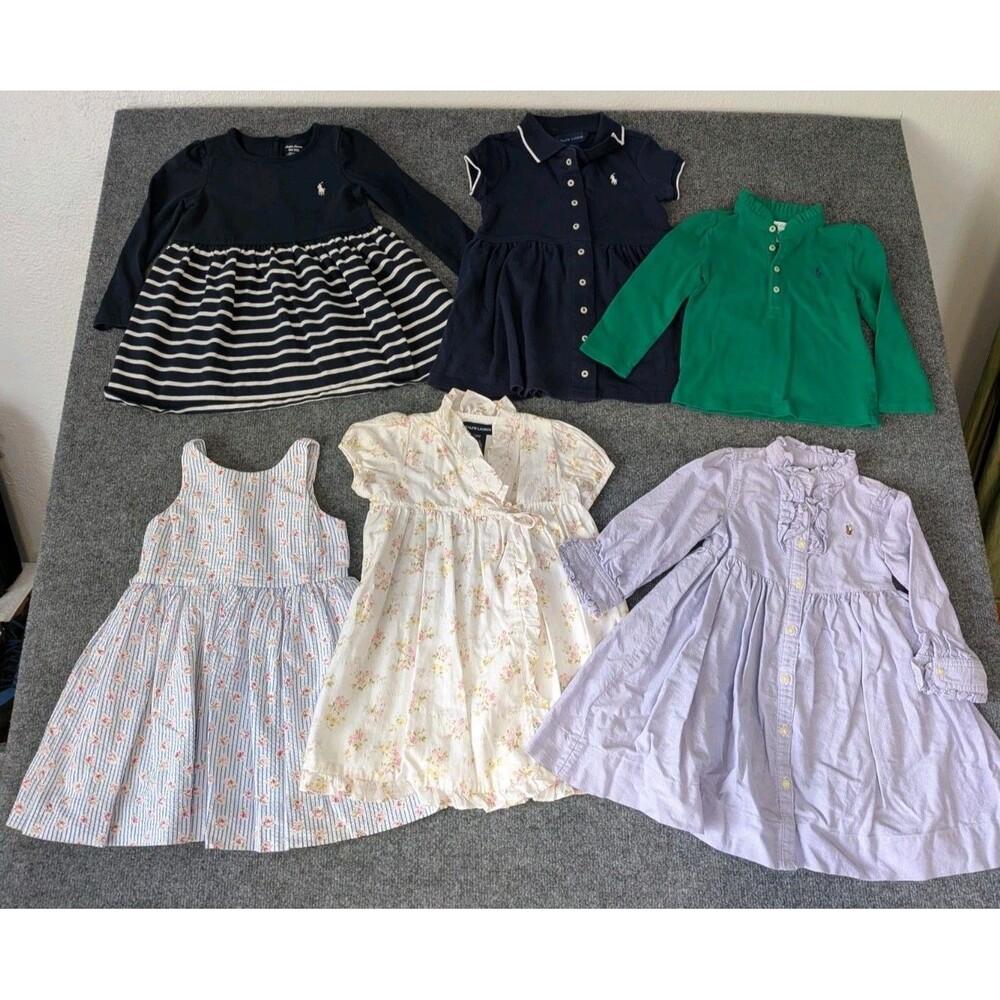 Ralph Lauren Polo Toddler Girls Sz 2T 24 Mos Various Dresses & Outfits Lot of 6